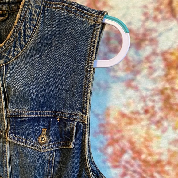 Free People Blue Denim Vest lace-up back like new - Picture 7 of 15